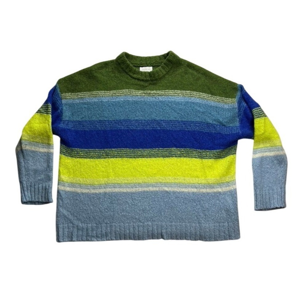 FOURTH + BAY Striped Wool Blend Pullover Sweater XL‎ Green Blue Yellow